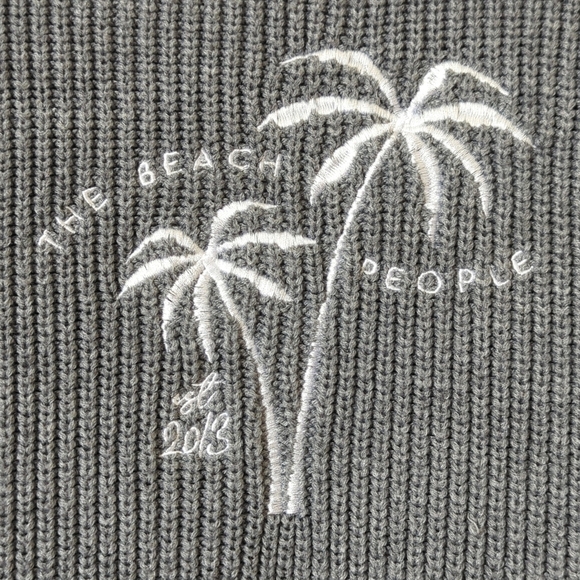 The Beach People The Twin Palms Ribbed Knit Open Front Cardigan Sweater Gray M/L - Picture 13 of 14